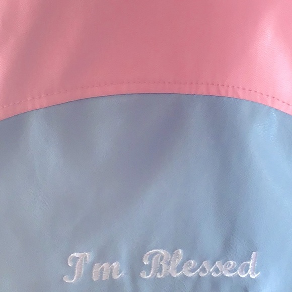 Pink and Blue Varsity Jacket with Retro Style - Picture 5 of 10